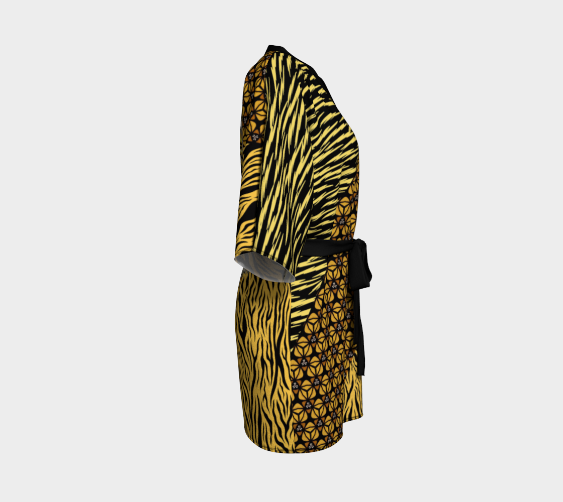 Festival Kimono with Neon Yellow Tiger Face on Back
