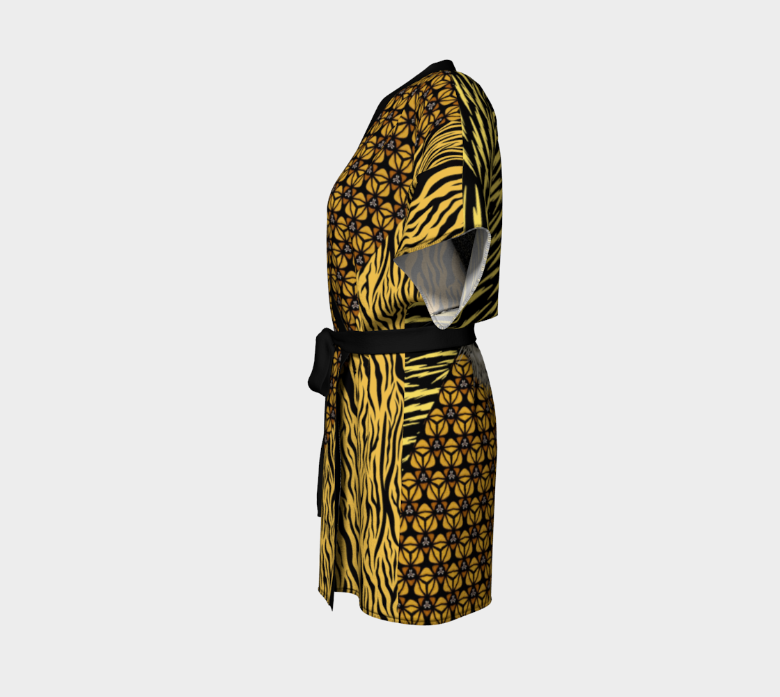 Festival Kimono with Neon Yellow Tiger Face on Back