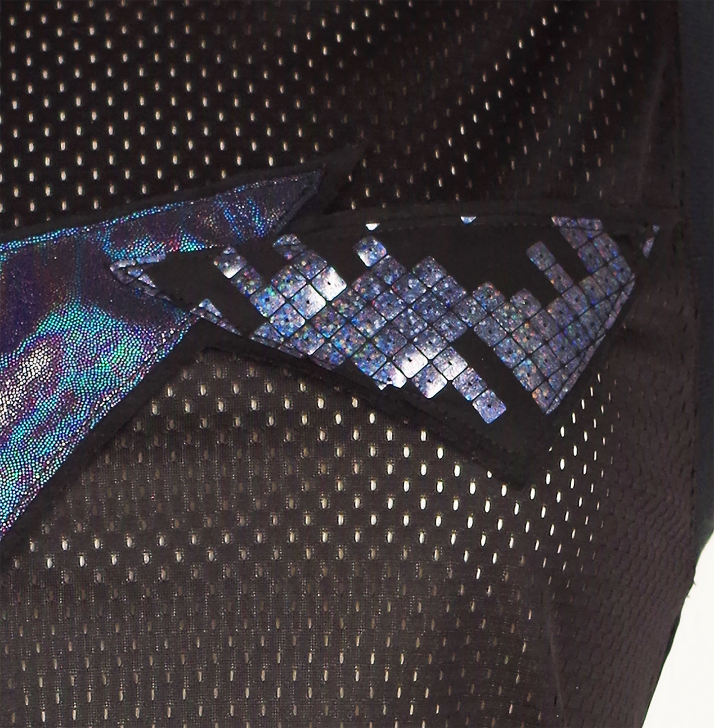 Festival Mesh Top with Holographic Triangles Black