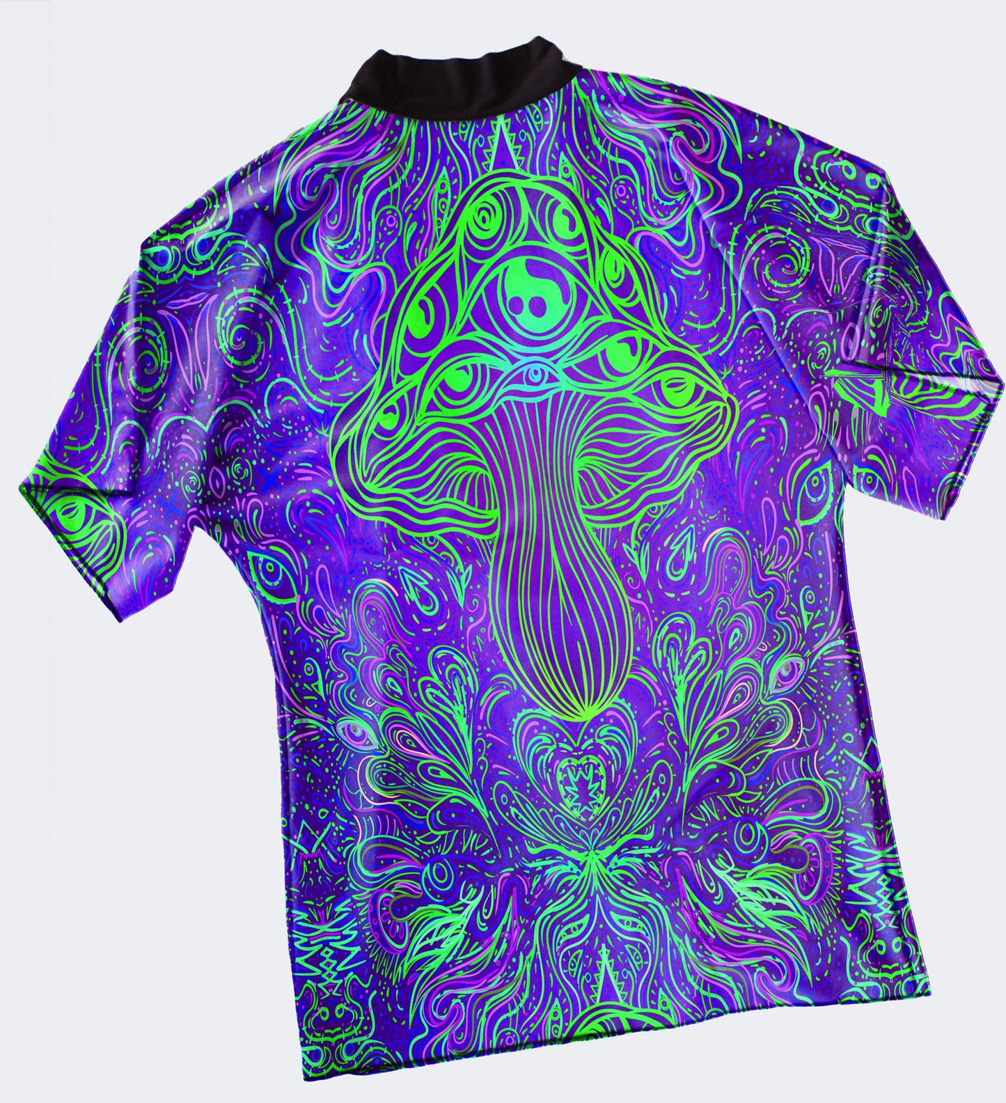Festival Kimono-Style Draped Jacket Mushroom Print in Purple and Green