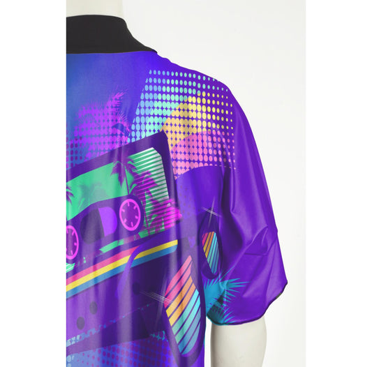 Festival Kimono Style Robe with '80s Tropical Cassette Graphic