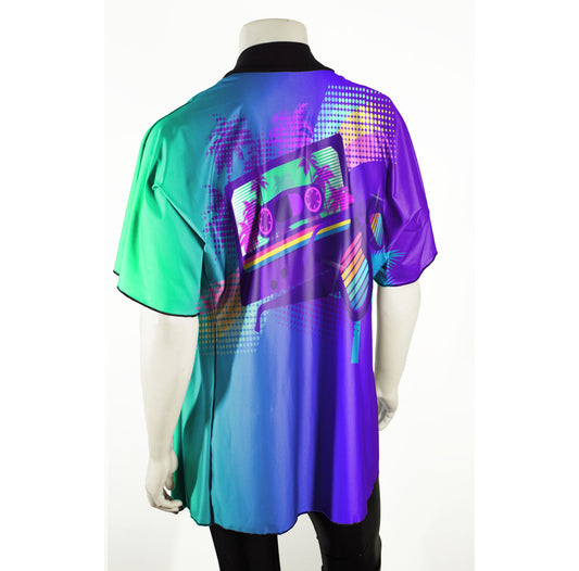 Festival Kimono Style Robe with '80s Tropical Cassette Graphic