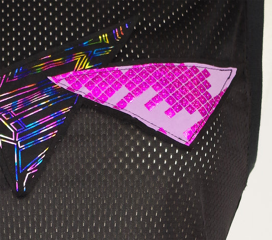 Festival Mesh Top with Metallic Triangles
