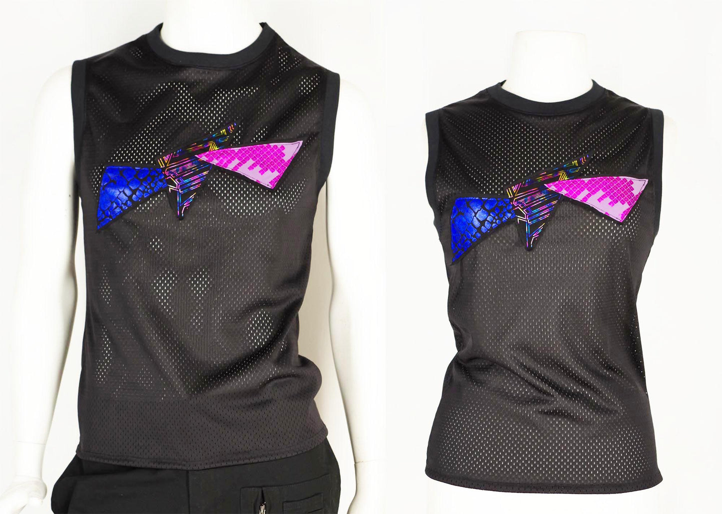 Festival Mesh Top with Metallic Triangles