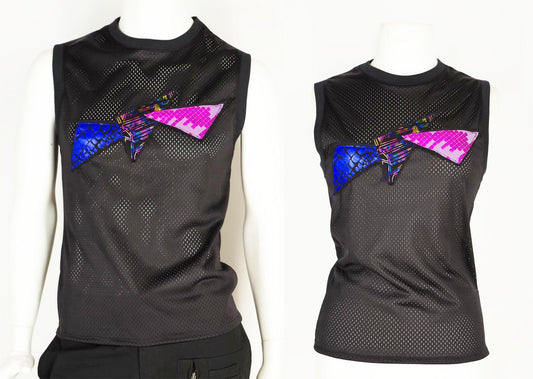Festival Mesh Top with Metallic Triangles