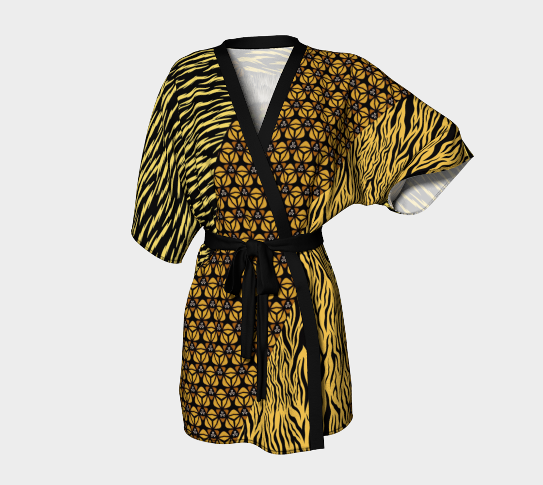 Festival Kimono with Neon Yellow Tiger Face on Back