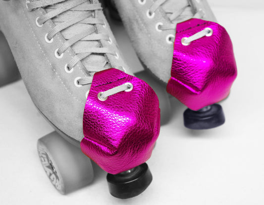Fuchsia Metallic Leather Toe Caps for Roller Skates