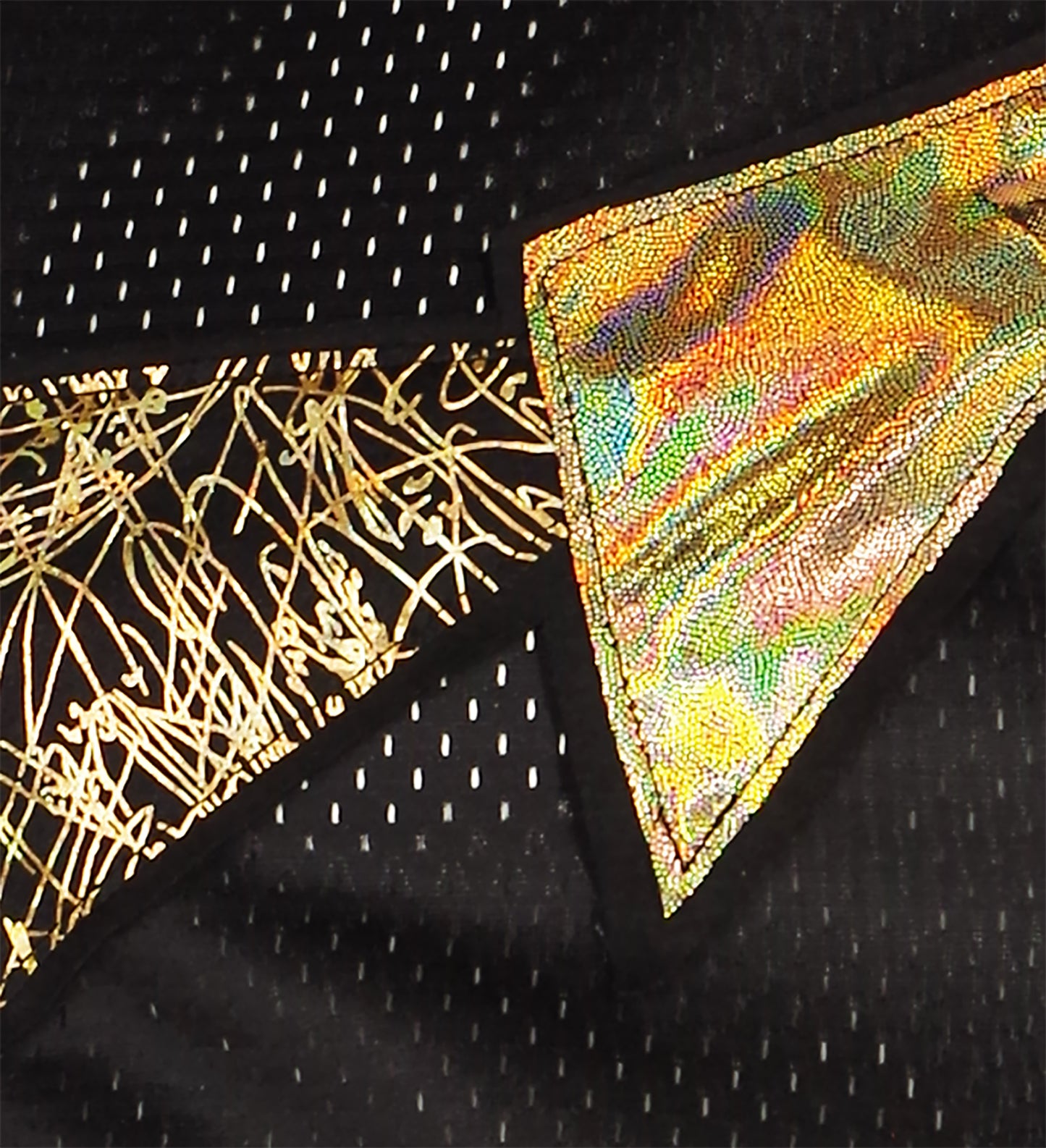 Festival Mesh Top with Gold Holographic Triangles