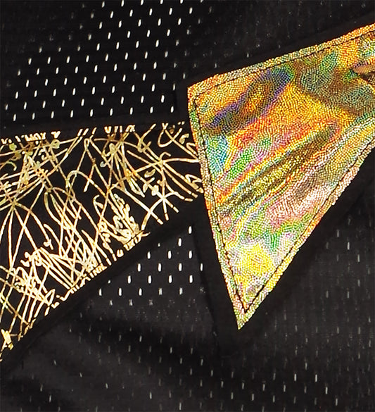 Festival Mesh Top with Gold Holographic Triangles