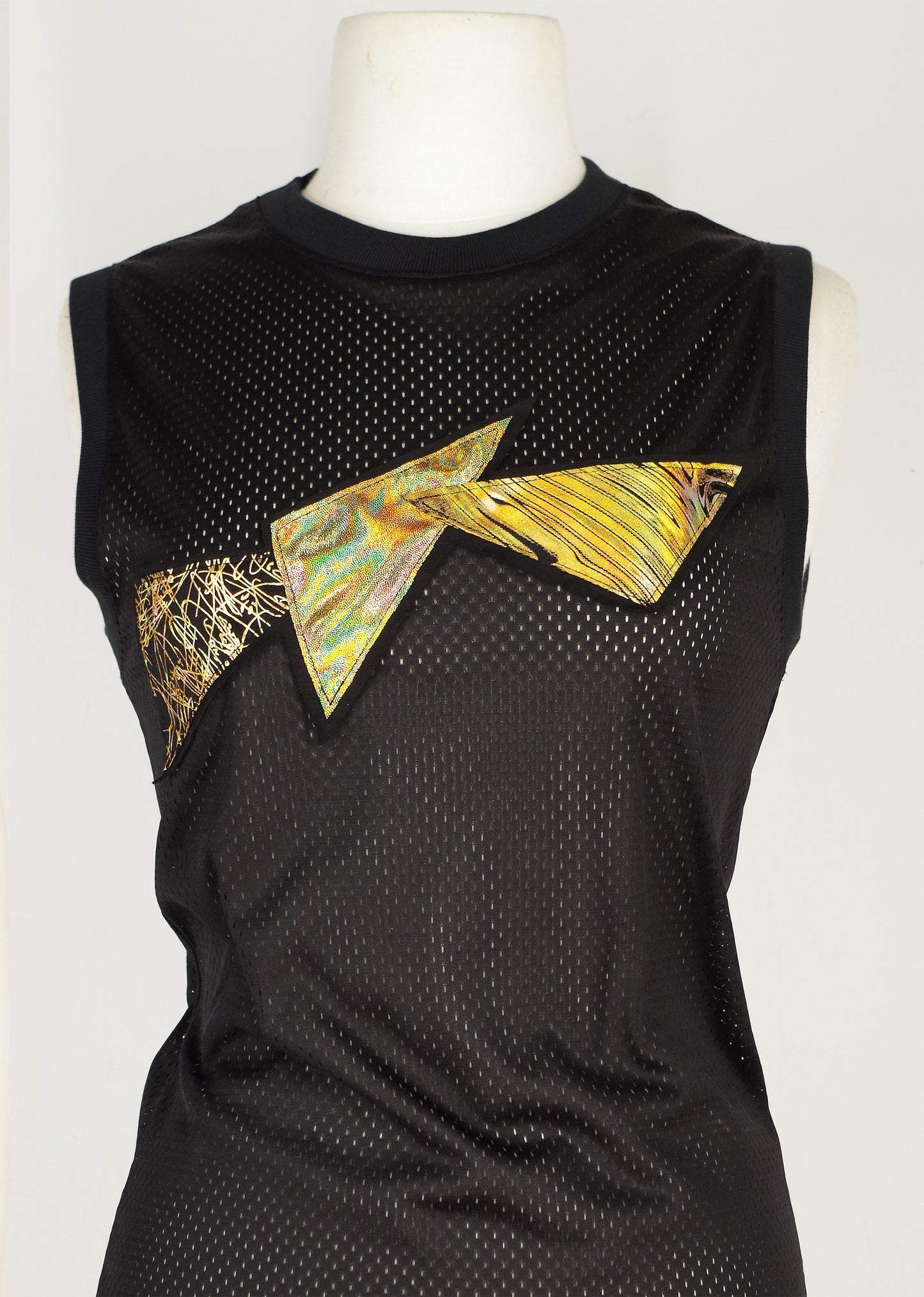 Festival Mesh Top with Gold Holographic Triangles