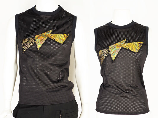 Festival Mesh Top with Gold Holographic Triangles