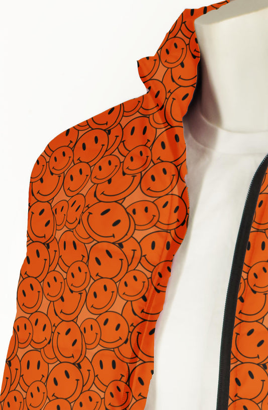 Orange Rave Happy Faces Puffer Vest