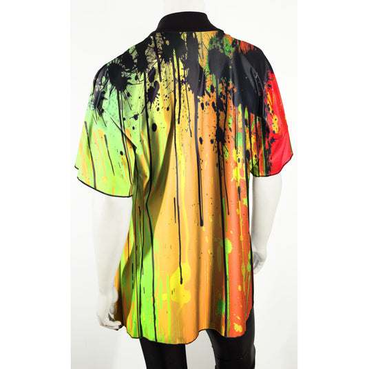 Festival Kimono Style Draped Jacket with Paint Drips and Splatters