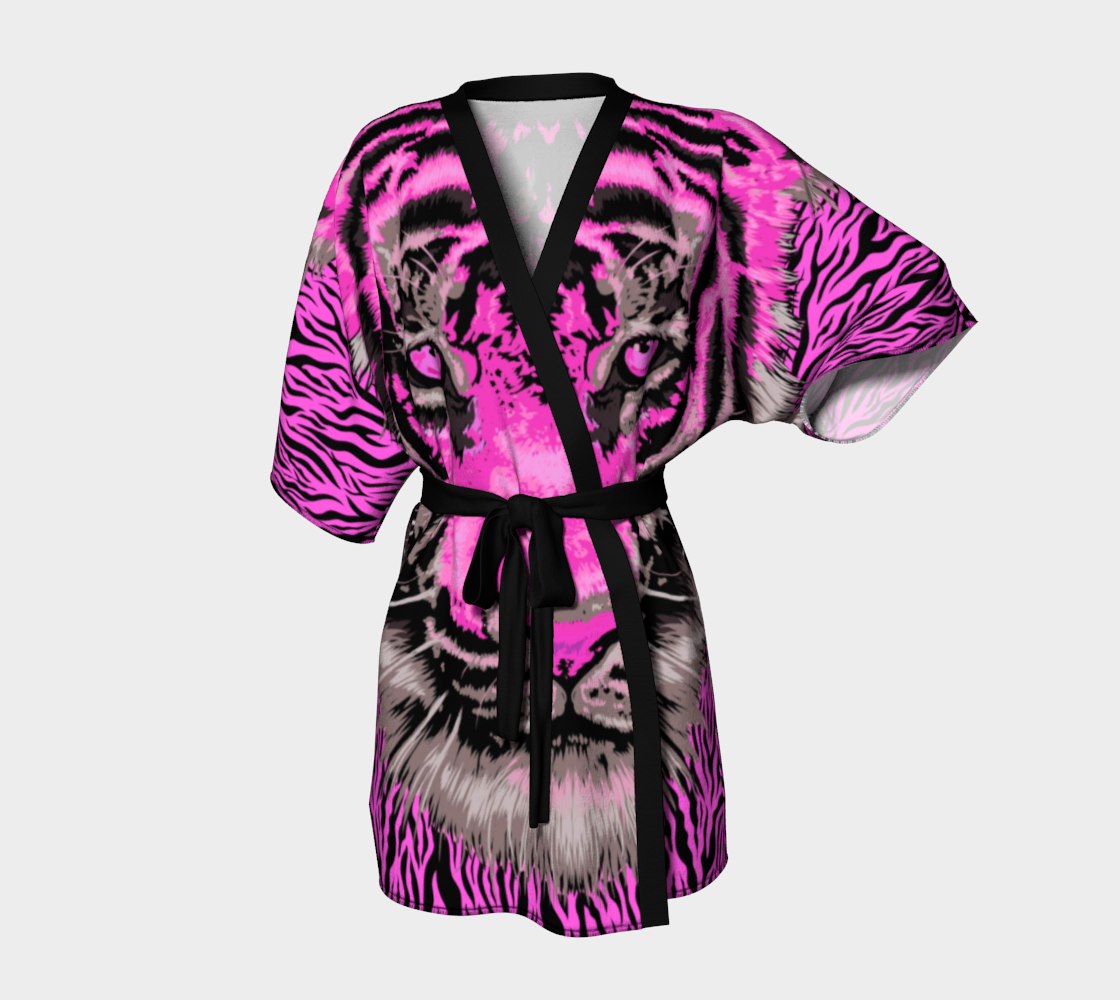 Festival Kimono Style Jacket with Pink Tiger Face