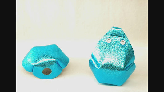 Aqua Turquoise Metallic Leather Toe Caps for Roller Skates