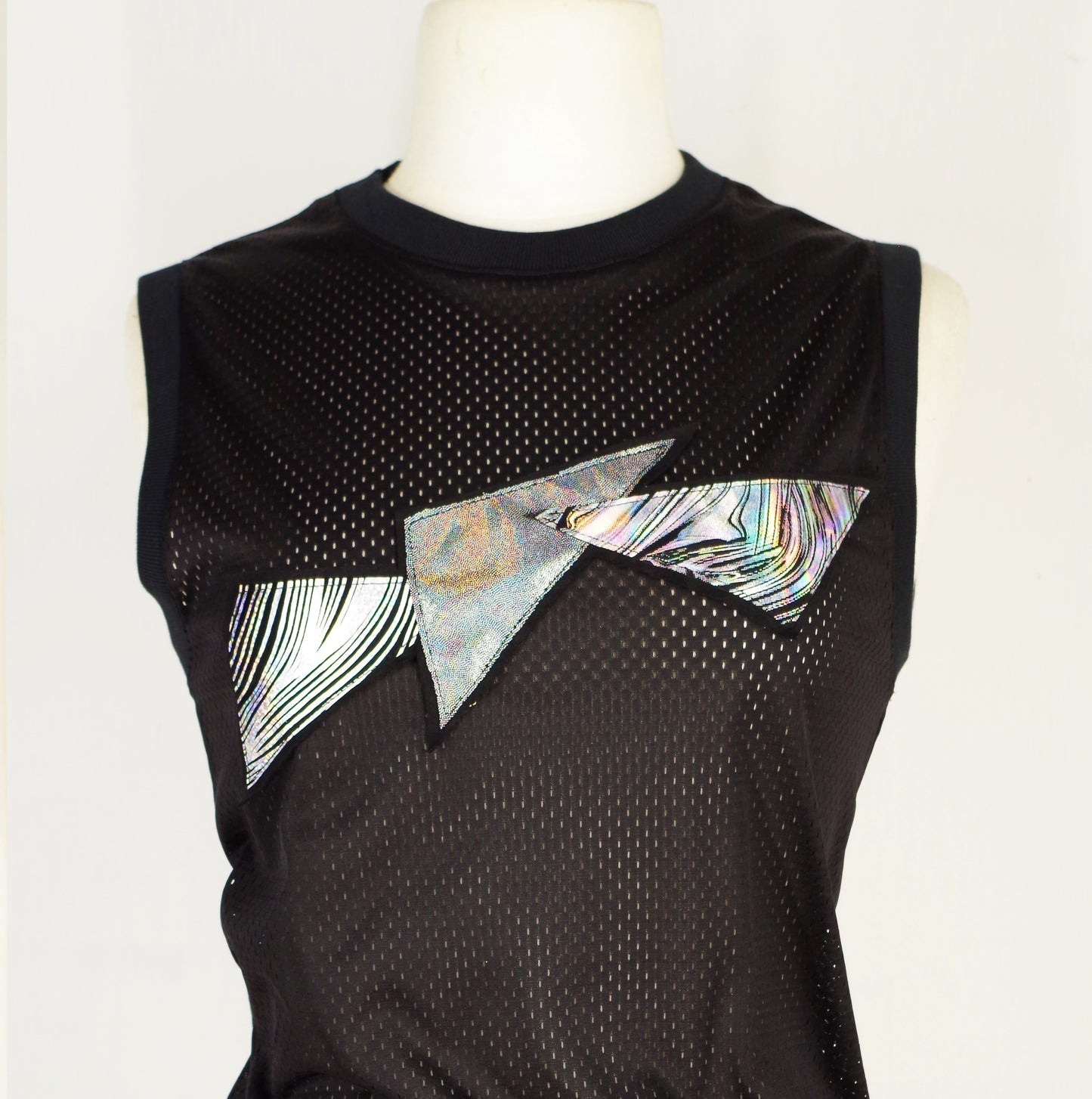 Festival Mesh Top with Silver Holographic Triangles