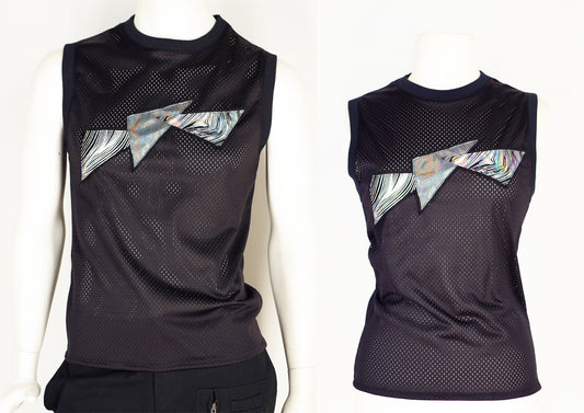 Festival Mesh Top with Silver Holographic Triangles