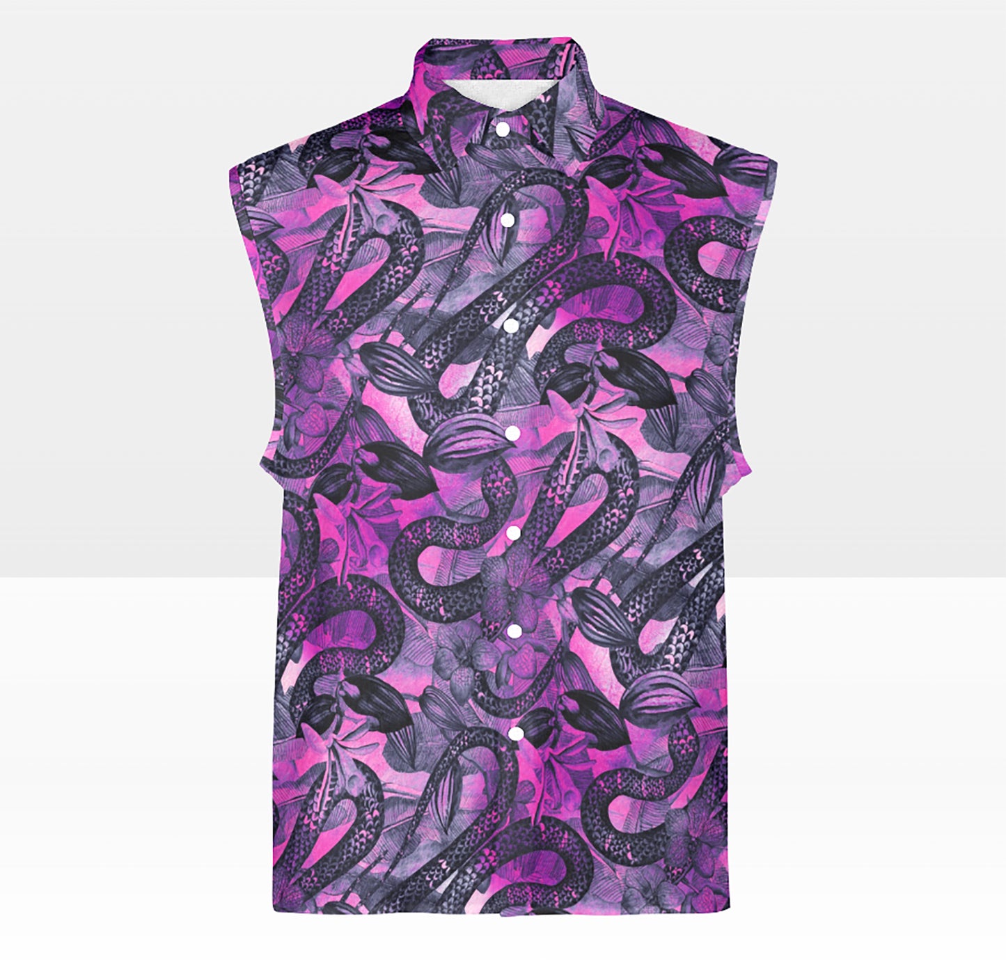 Snakes Floral Festival Button Up Shirt Sleeveless
