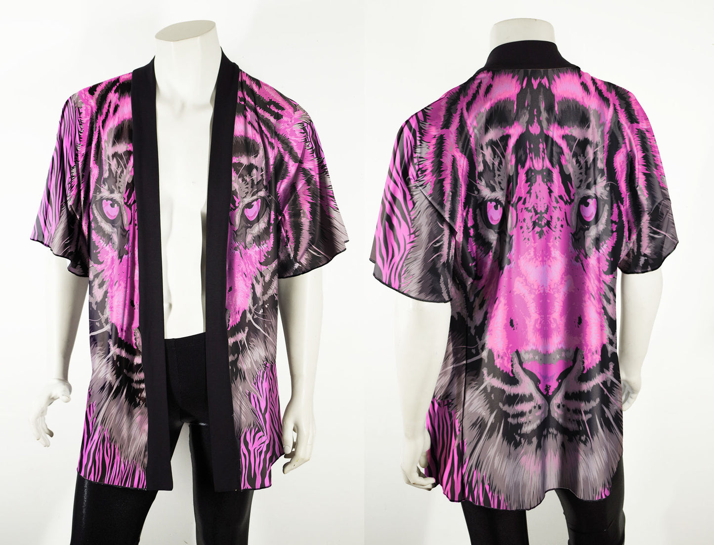 Festival Kimono Style Jacket with Pink Tiger Face