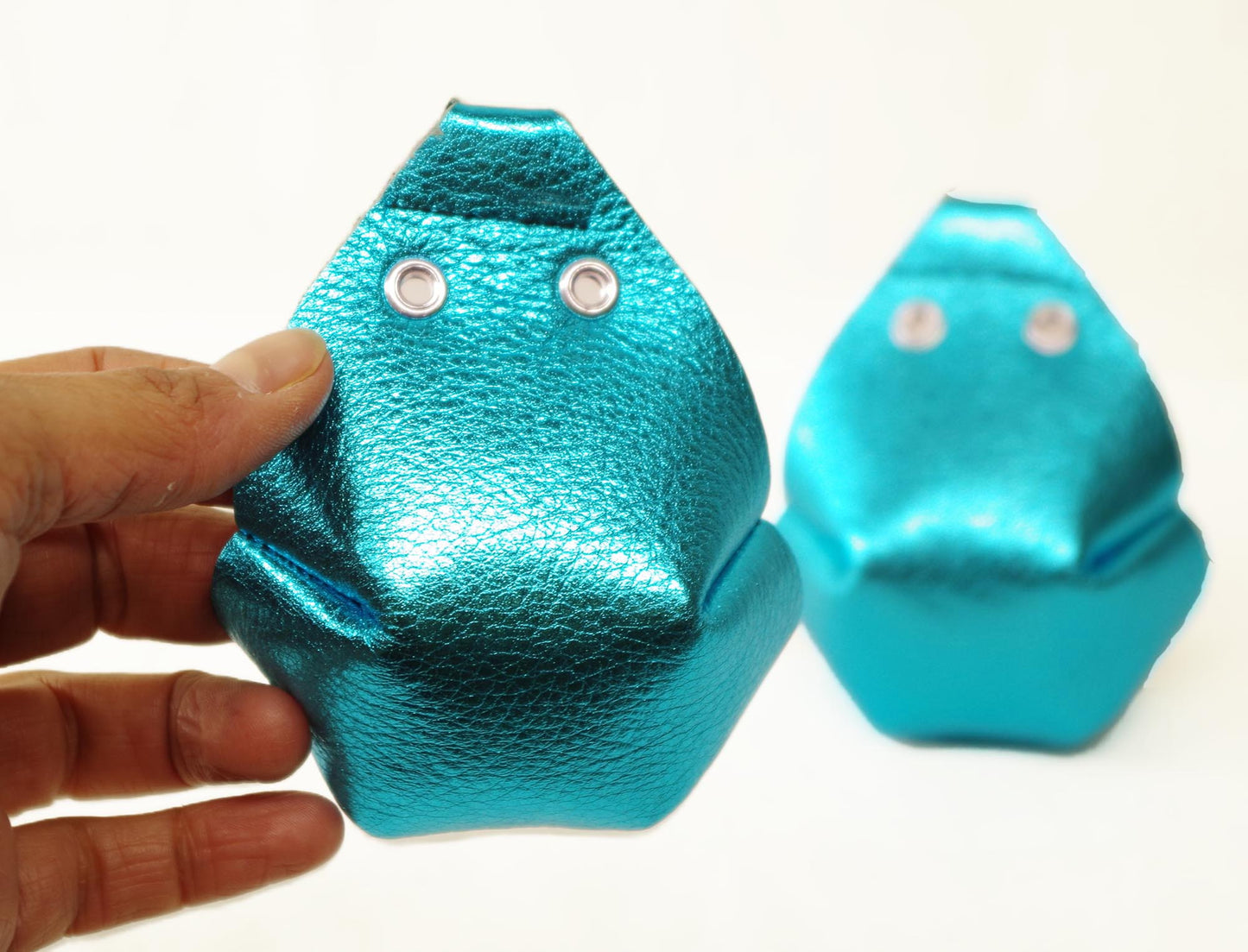 Aqua Turquoise Metallic Leather Toe Caps for Roller Skates