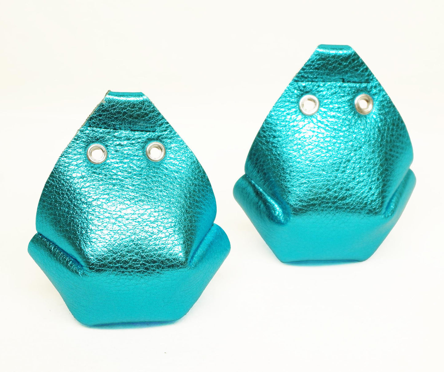 Aqua Turquoise Metallic Leather Toe Caps for Roller Skates