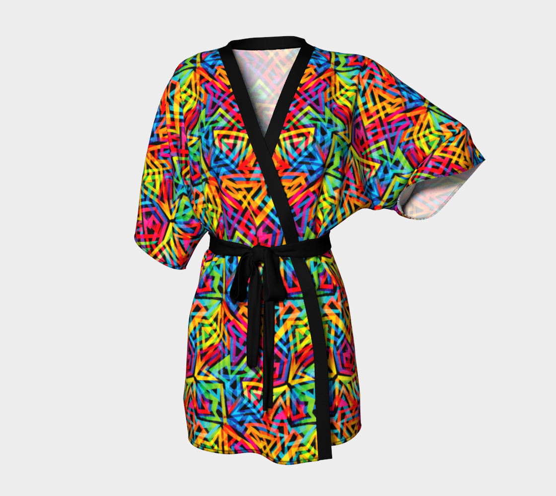 Festival Kimono-Style Draped Jacket in 90s Graffiti