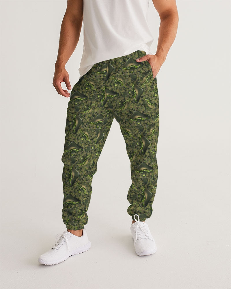 Mushroom Camouflage with Neon Green Men's Track Pants
