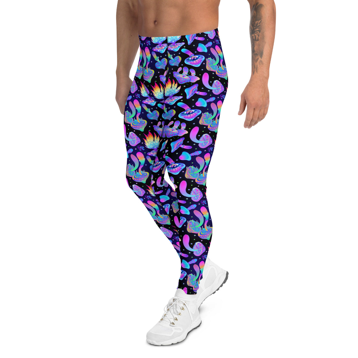 Trippy Mushrooms Mens Festival Leggings Meggings