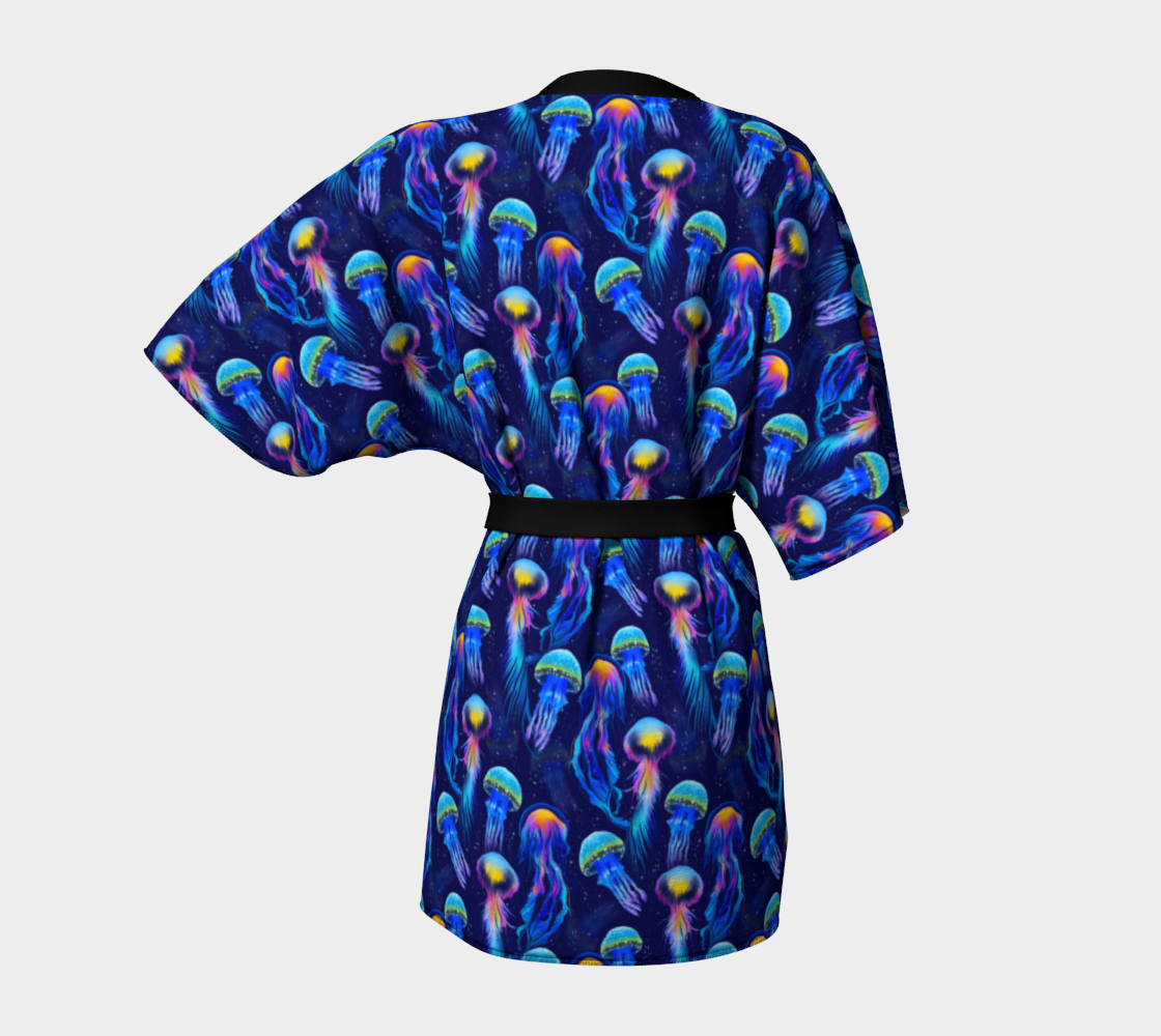 Festival Kimono-Style Draped Jacket in Jellyfish Print