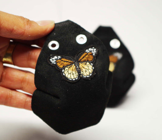 Durable Suede Toe Caps Black with Brown Butterfly