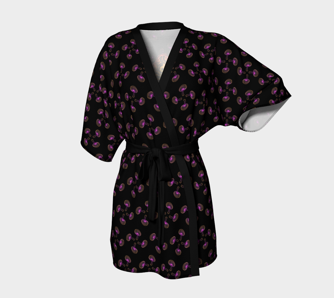 Festival Kimono-Style Draped Jacket with Sunrise Mushroom Back Print