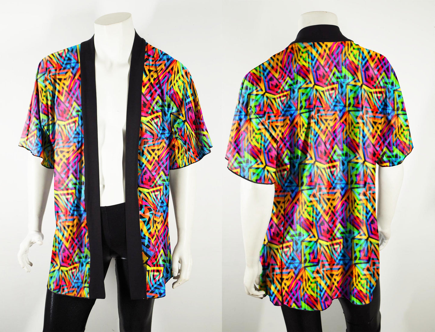 Festival Kimono-Style Draped Jacket in 90s Graffiti