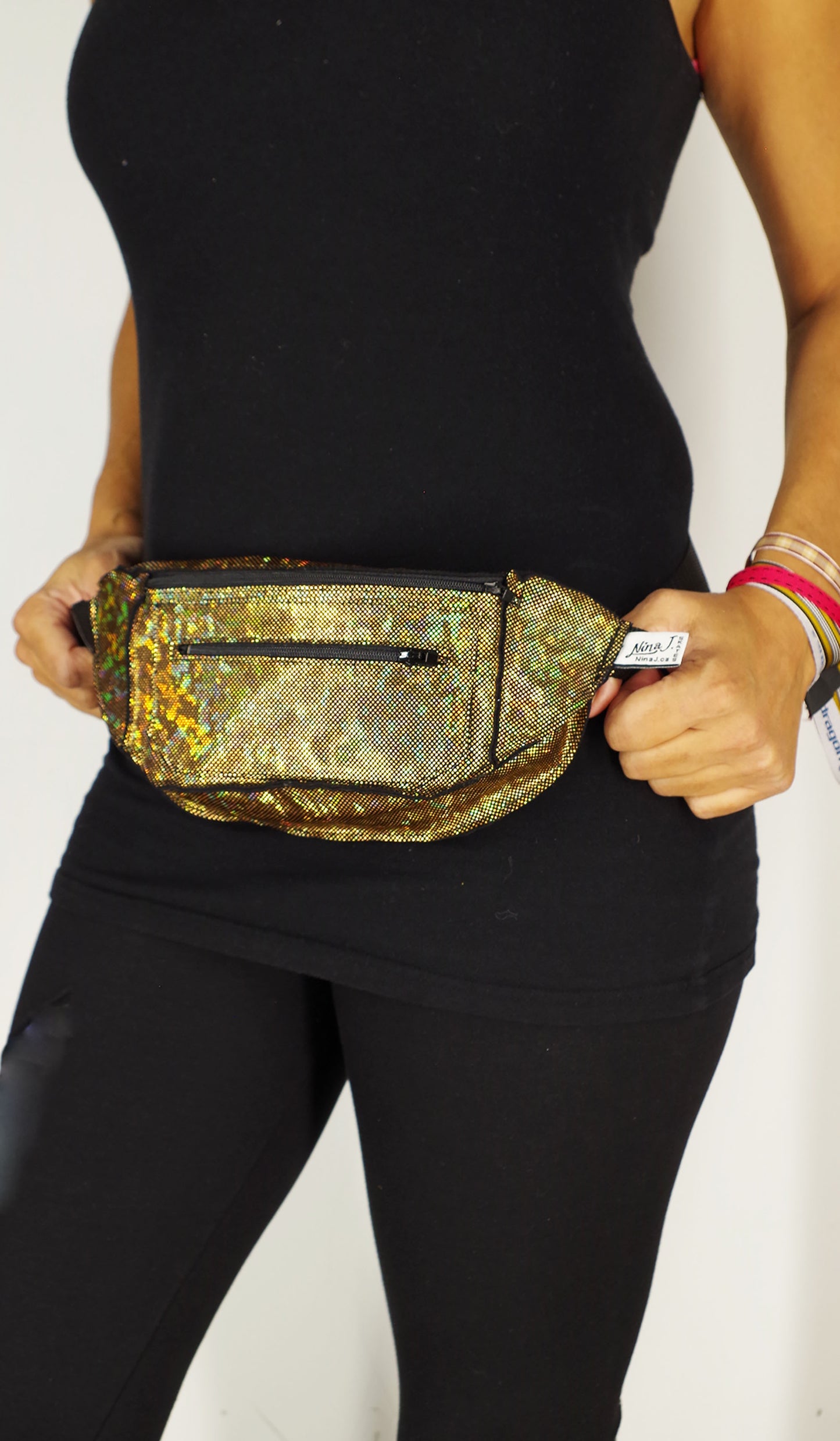Festival Fanny Pack in Iridescent Gold Disco Glitter