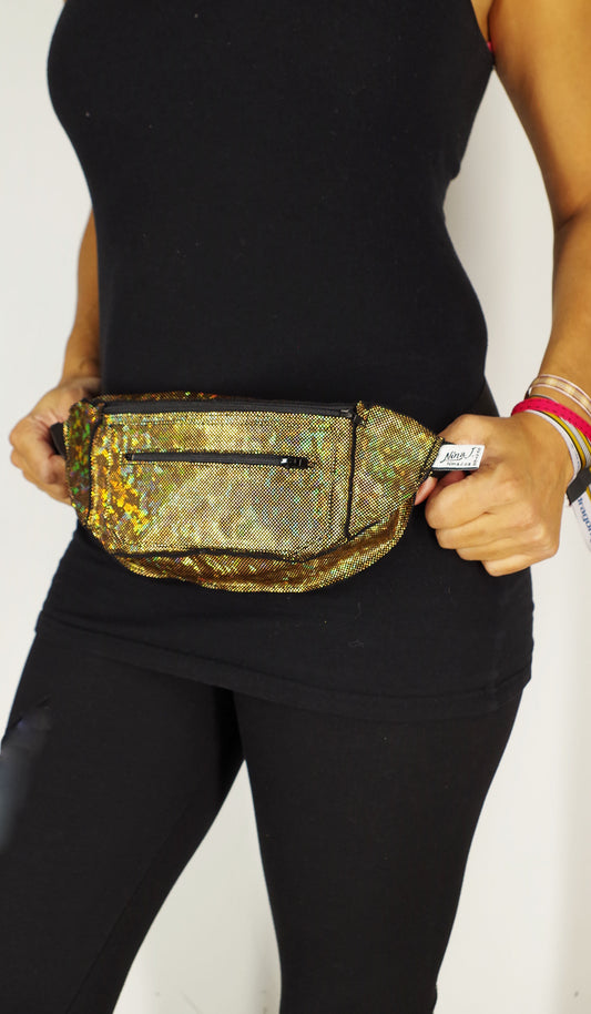 Festival Fanny Pack in Iridescent Gold Disco Glitter