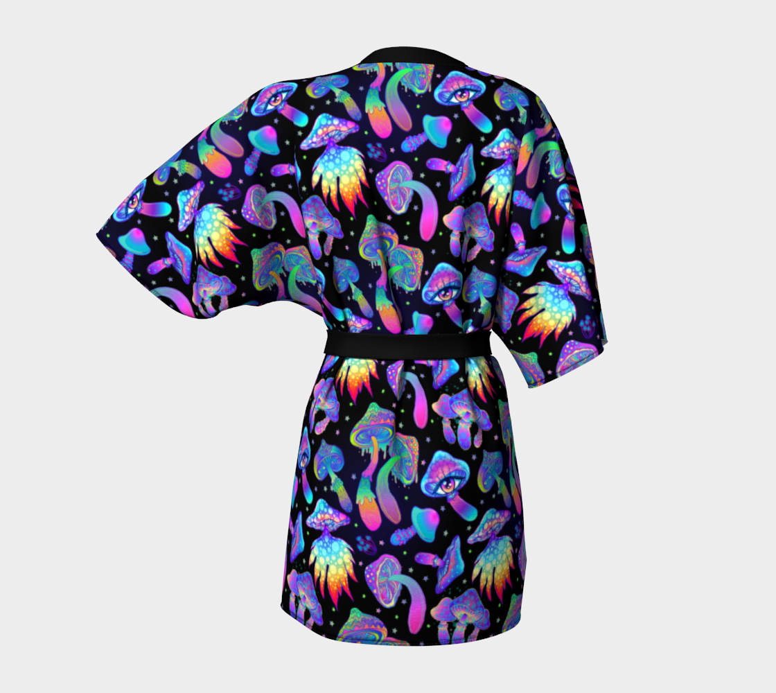 Trippy Mushrooms Festival Kimono-Style Draped Jacket