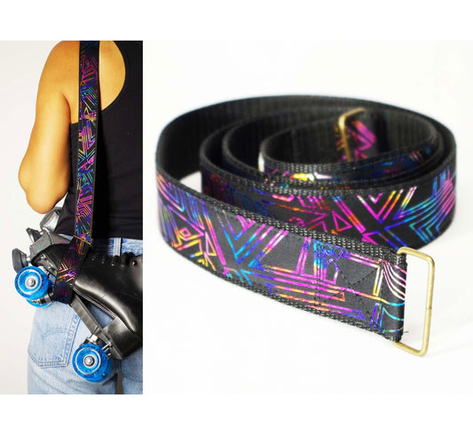 Roller Skate Leash:  Metallic Geometric SciFi Print