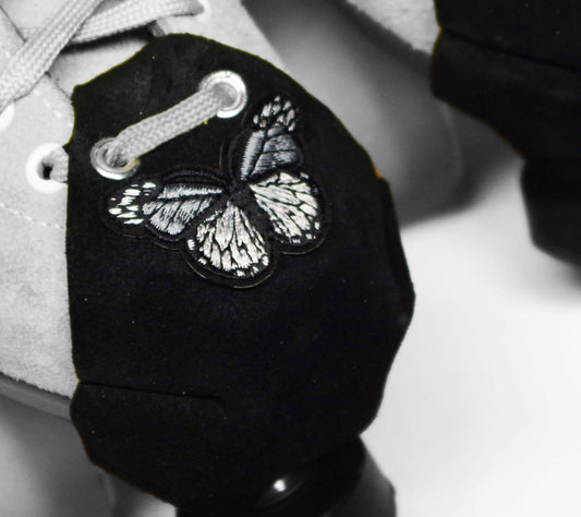 Durable Suede Toe Caps Black with Grey Butterfly