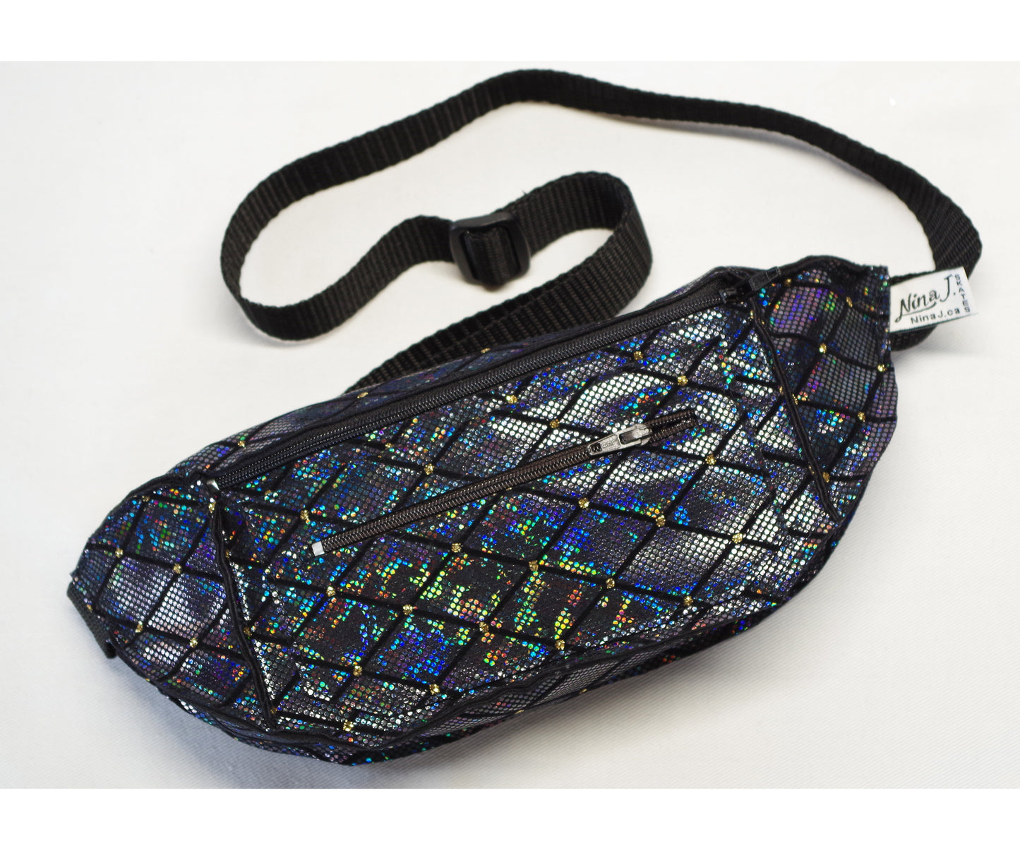 Festival Fanny Pack in Iridescent Black Harlequin Sparkle
