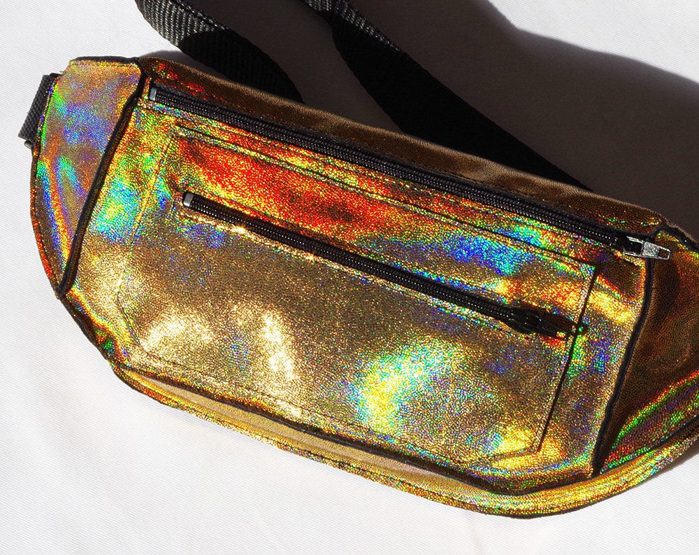 Gold Fanny Pack Iridescent Holographic for Festivals