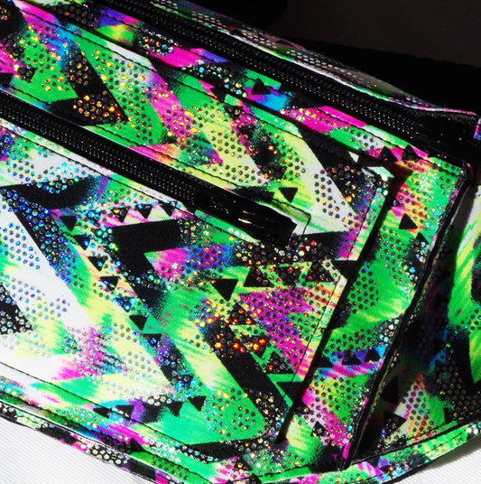 Festival Fanny Pack in Neon Green and Hot Pink Zigzag