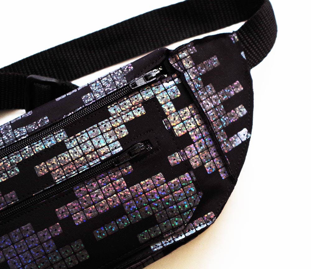 Festival Fanny Pack in Black Iridescent Sequin Print