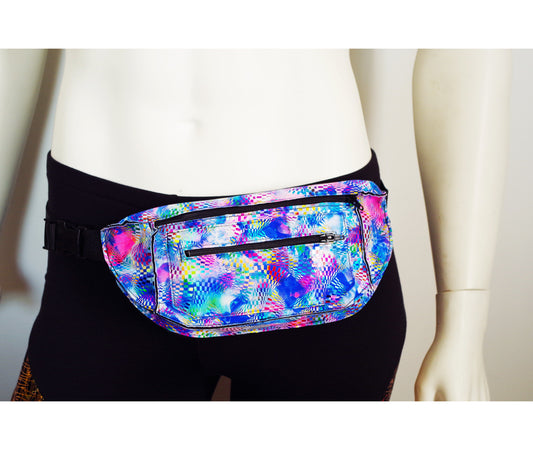 Blue and Pink Tie Dye Pinwheel Print Festival Fanny Pack