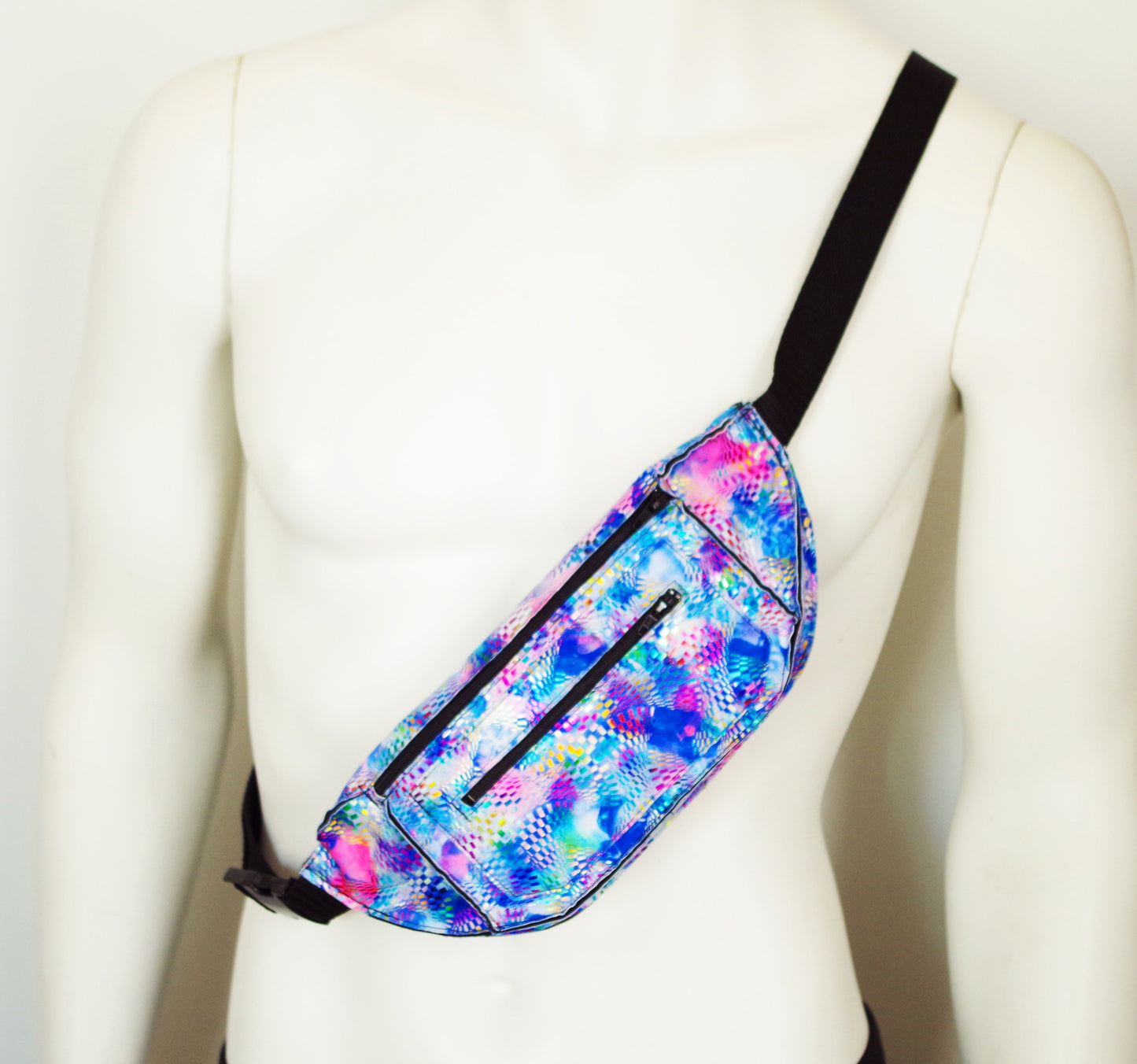 Blue and Pink Tie Dye Pinwheel Print Festival Fanny Pack