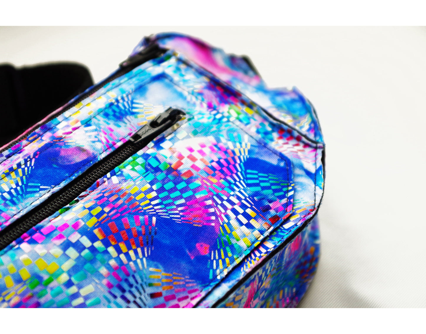 Blue and Pink Tie Dye Pinwheel Print Festival Fanny Pack