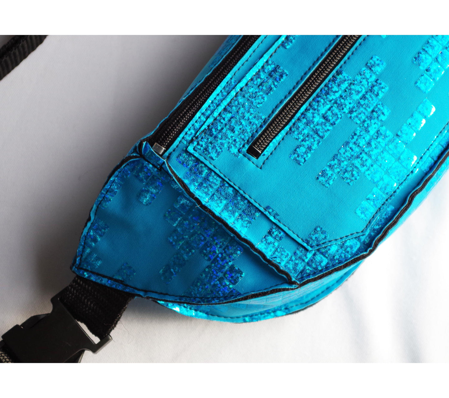 Turquoise Sequin Print Fanny Pack