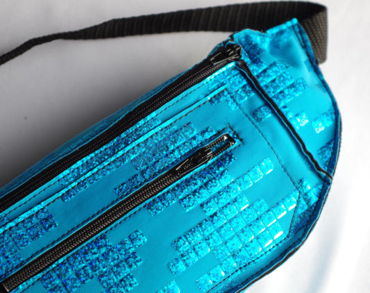 Turquoise Sequin Print Fanny Pack