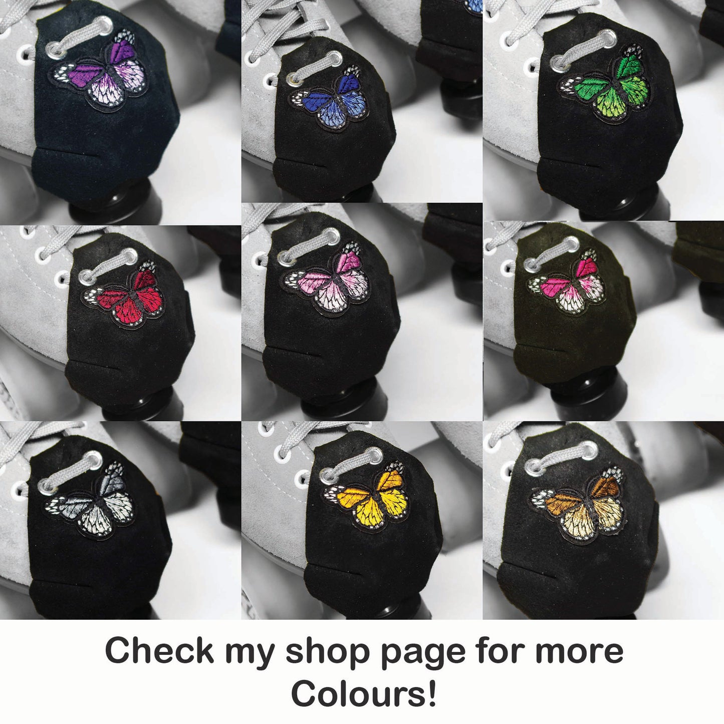 Durable Suede Toe Caps Black with Strawberry Pink Butterfly