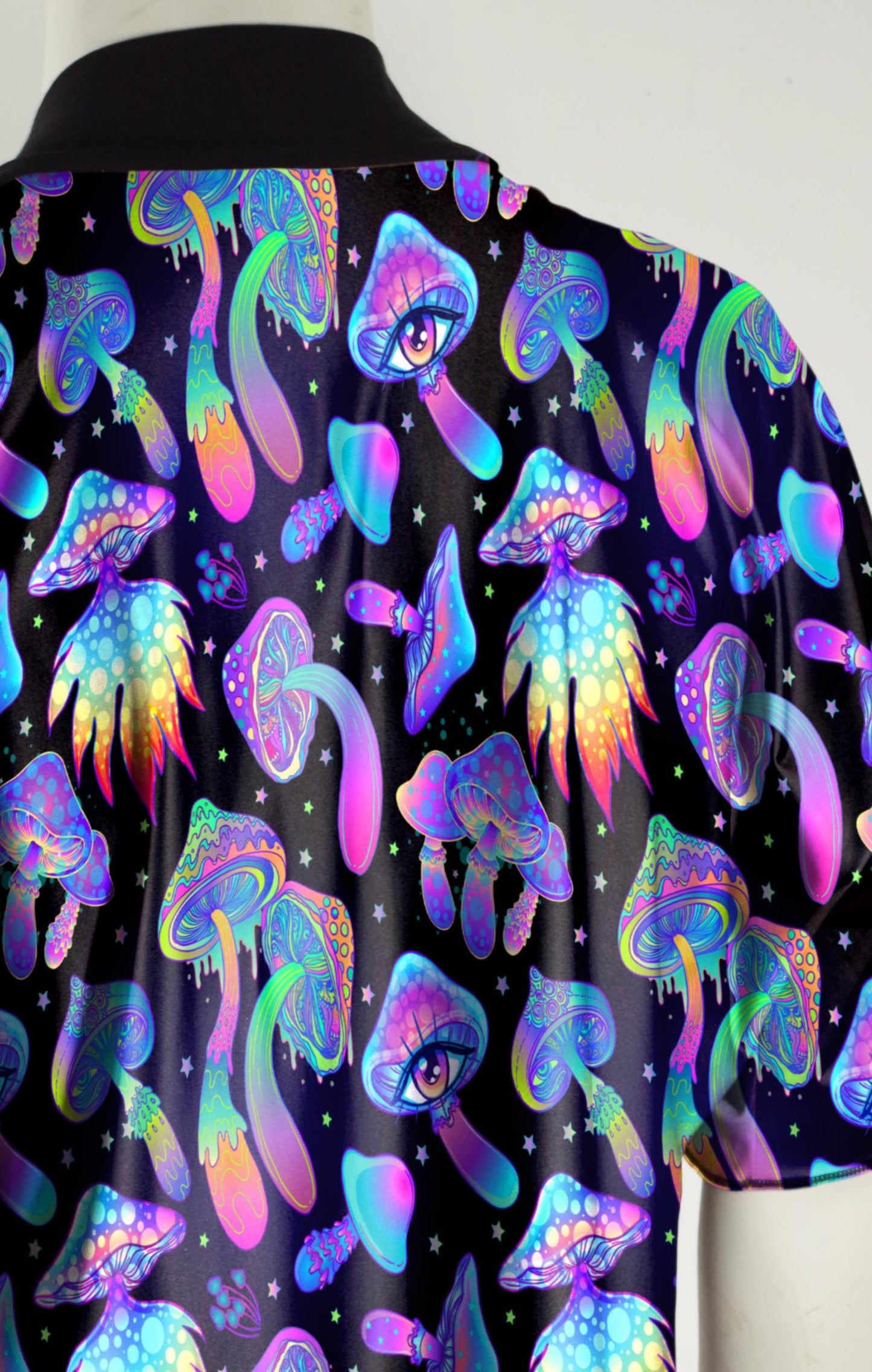 Trippy Mushrooms Festival Kimono-Style Draped Jacket