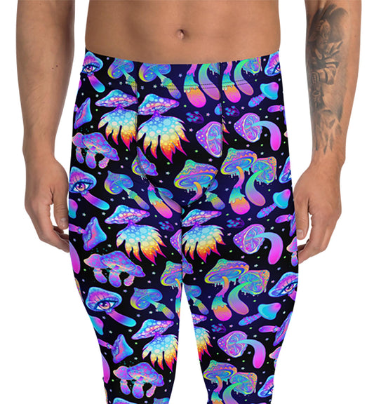 Trippy Mushrooms Mens Festival Leggings Meggings