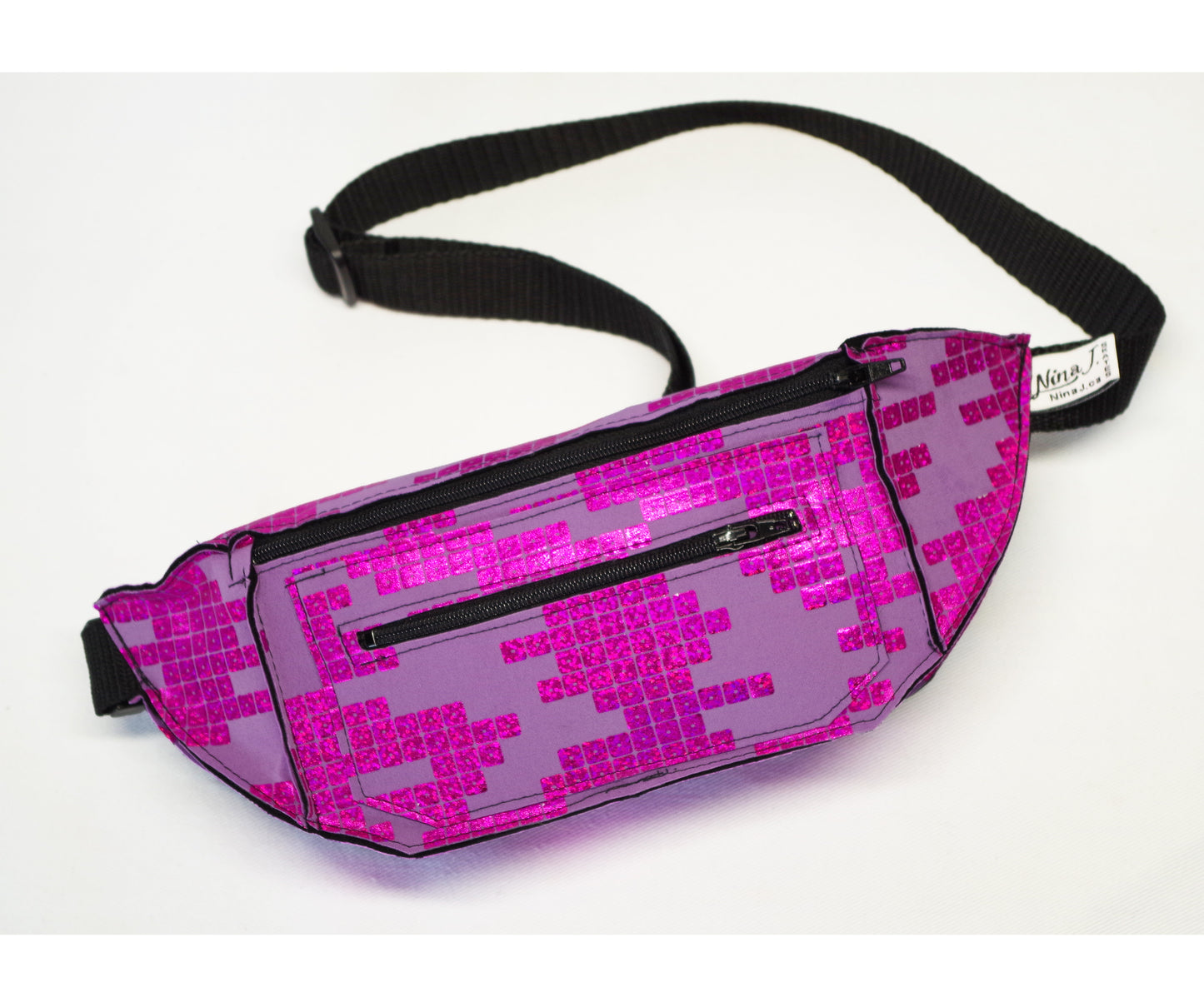 Festival Fanny Pack in Fuchsia Sequin Print on Purple